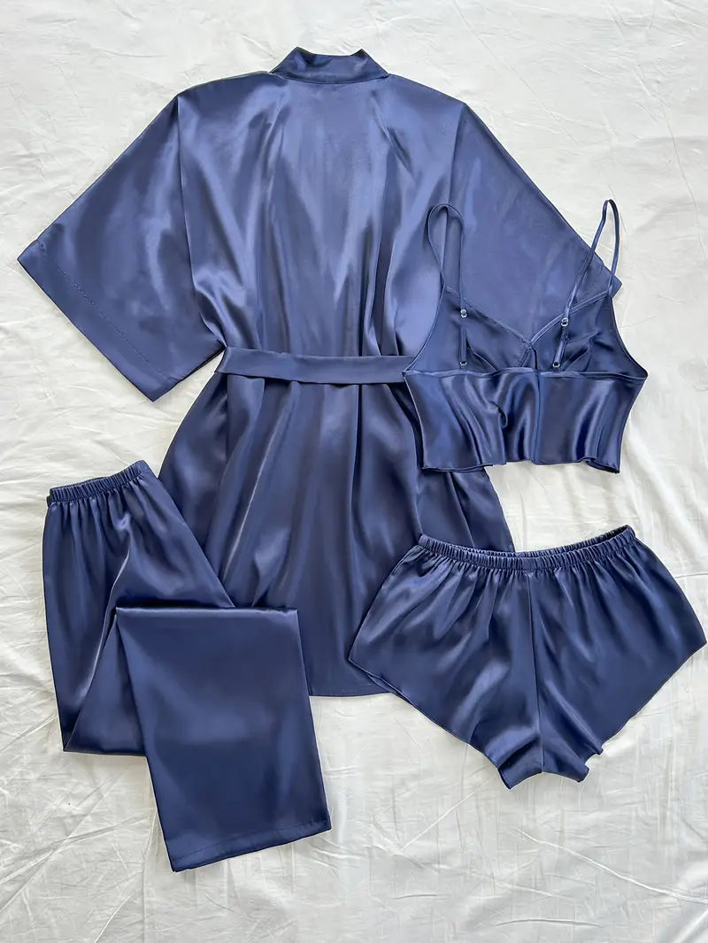 ZELDA™ - WOMEN'S 4 PIECES SATIN PAJAMA SET