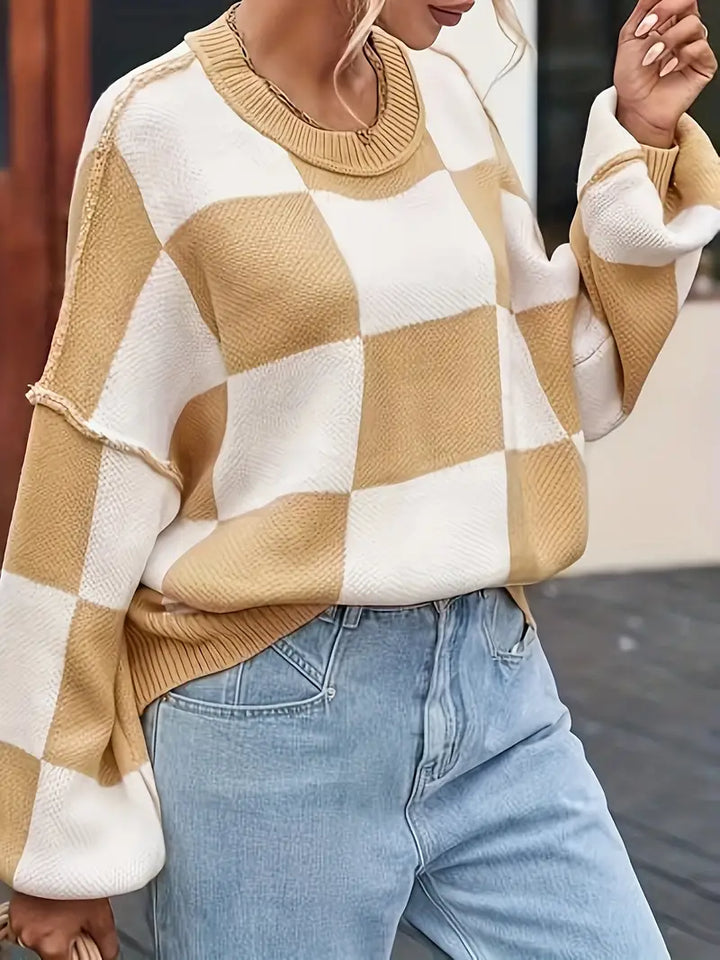 GINA™ - CLASSIC CHECKERED KNITTED SWEATER