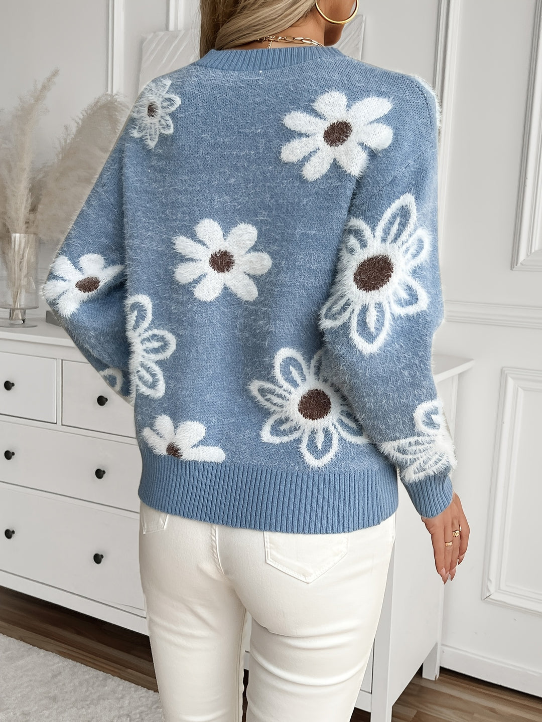 CISA™ - FLORAL VISCOSE KNITTED SWEATER