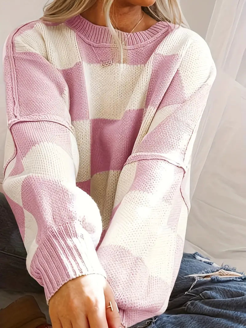 GINA™ - CLASSIC CHECKERED KNITTED SWEATER