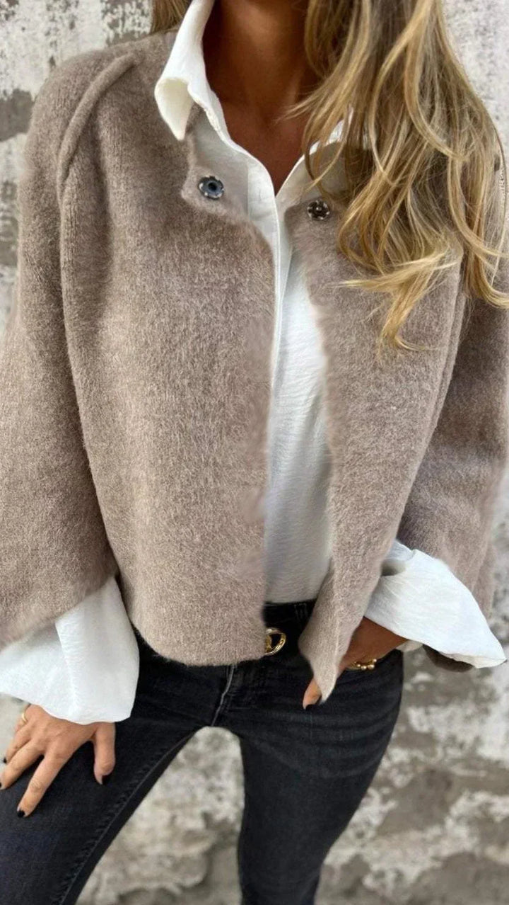 LOVIE™ - STYLISH OPEN-FRONT FAUX WOOL JACKET