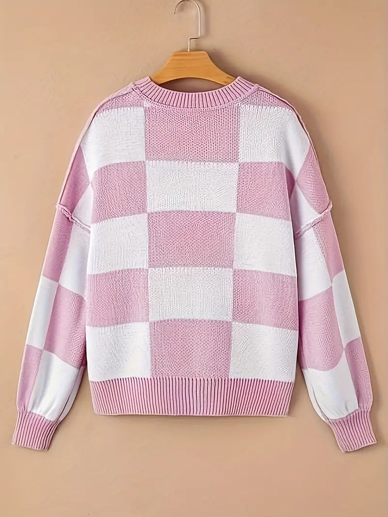 GINA™ - CLASSIC CHECKERED KNITTED SWEATER