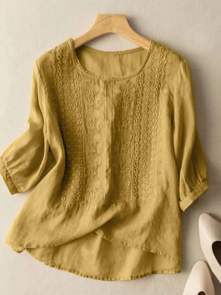 DARA™ - EMBROIDERED COTTON BOHO BLOUSE