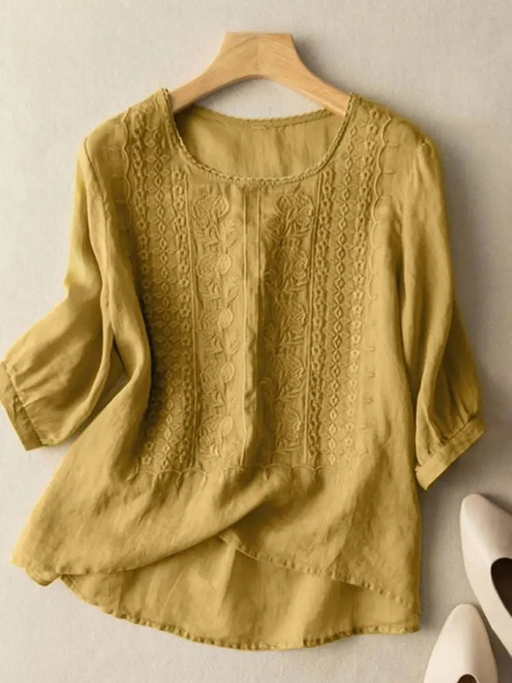 DARA™ - EMBROIDERED COTTON BOHO BLOUSE