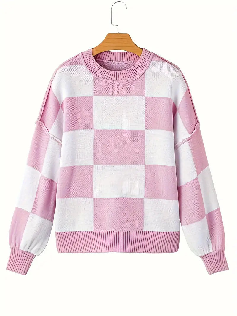 GINA™ - CLASSIC CHECKERED KNITTED SWEATER