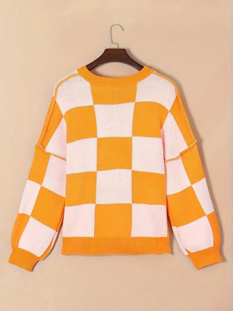 GINA™ - CLASSIC CHECKERED KNITTED SWEATER