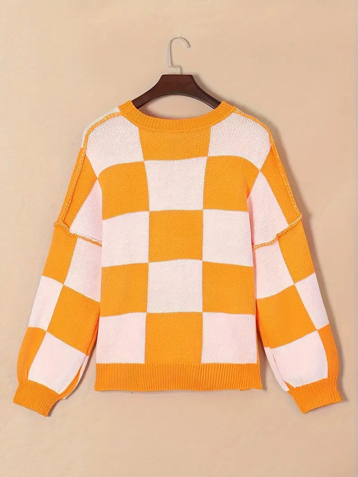 GINA™ - CLASSIC CHECKERED KNITTED SWEATER