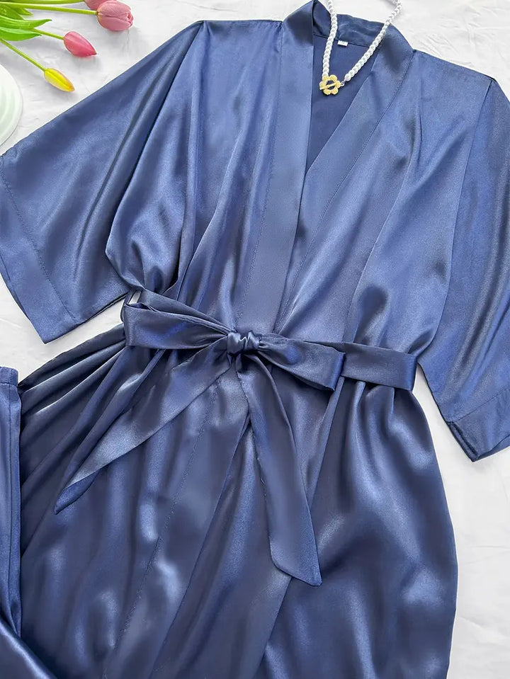 ZELDA™ - WOMEN'S 4 PIECES SATIN PAJAMA SET