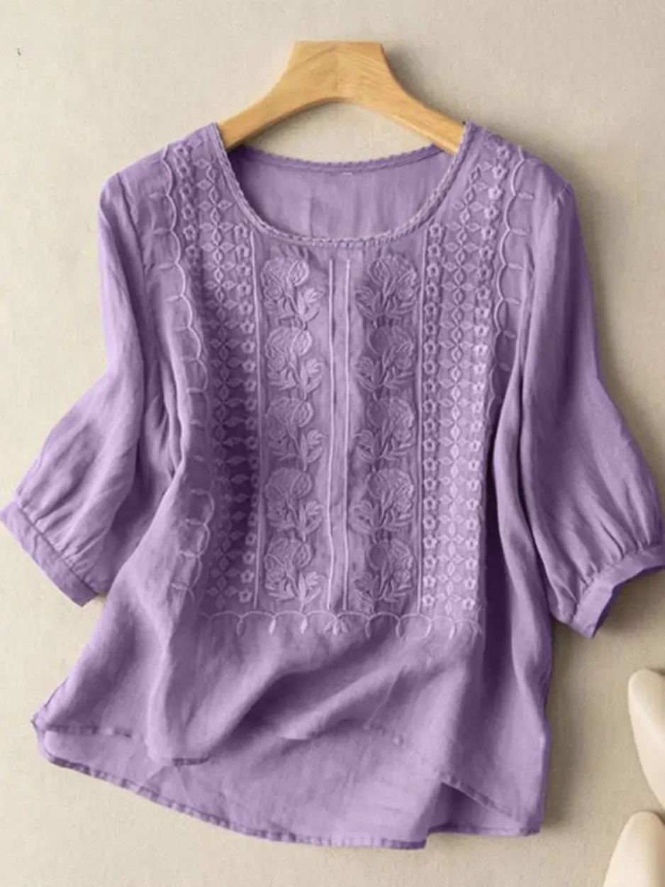 DARA™ - EMBROIDERED COTTON BOHO BLOUSE