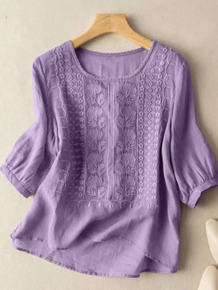 DARA™ - EMBROIDERED COTTON BOHO BLOUSE