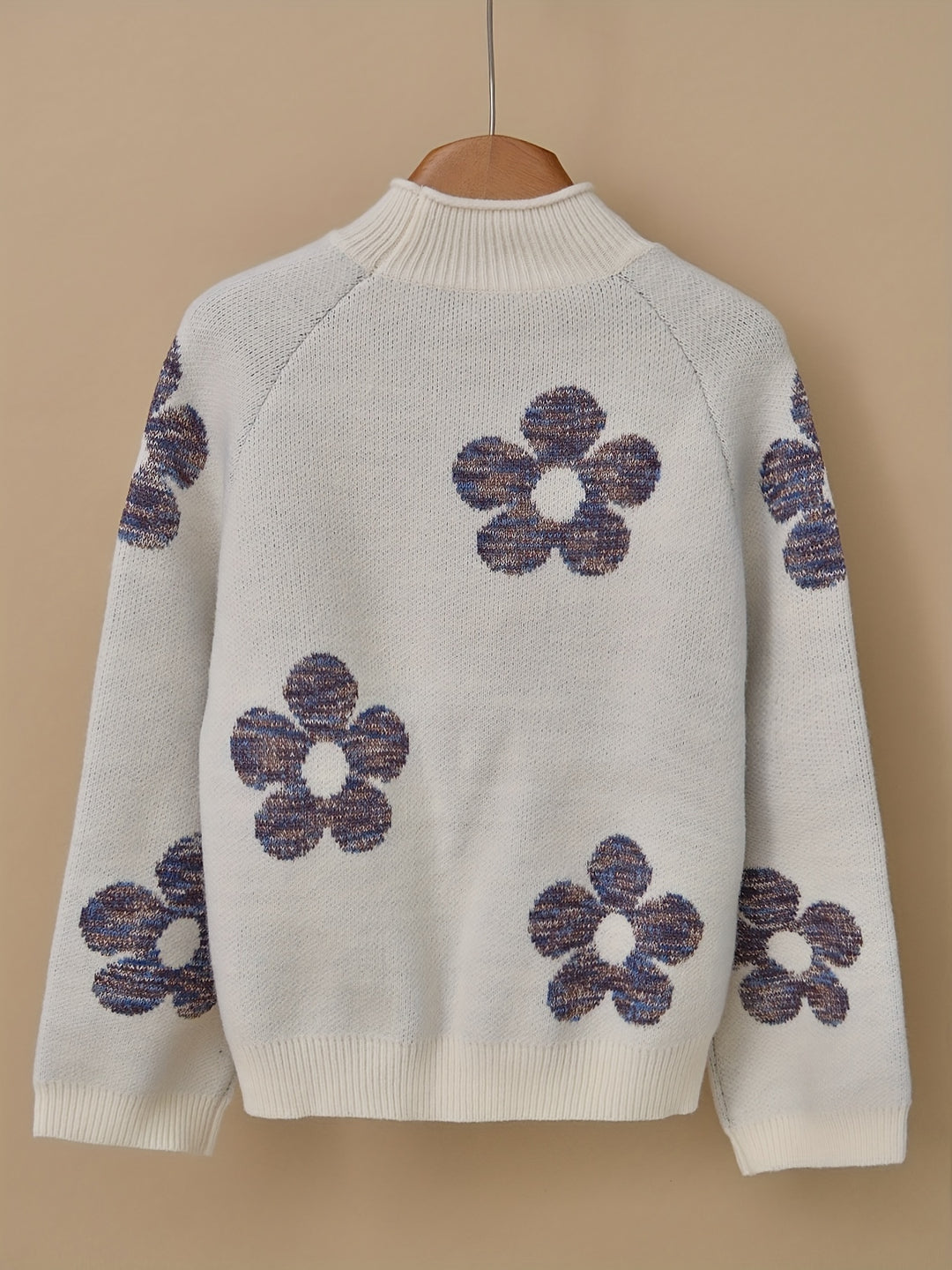 NILA™ - CLASSIC FLORAL TURTLE-NECK SWEATER