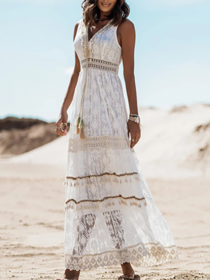 MICHELE™ - STYLISH V-NECK BOHO MIDI DRESS