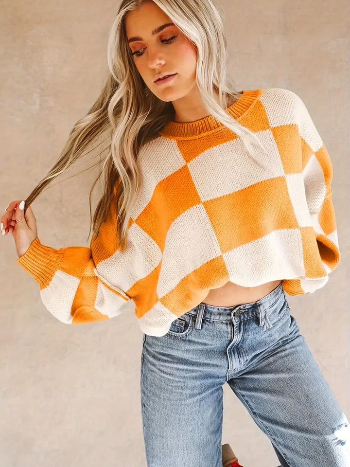 GINA™ - CLASSIC CHECKERED KNITTED SWEATER