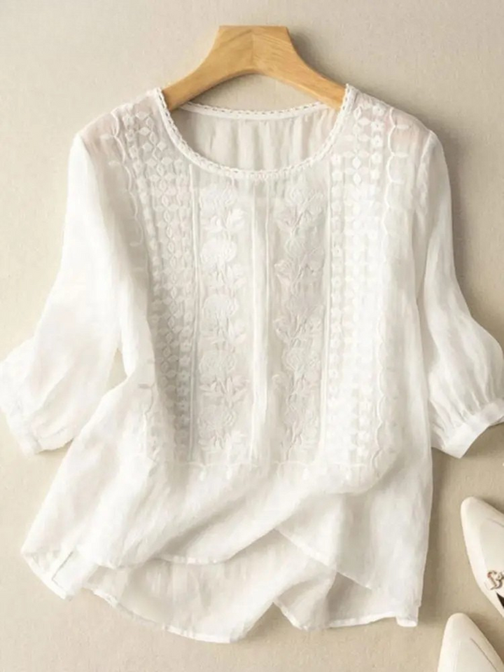 DARA™ - EMBROIDERED COTTON BOHO BLOUSE