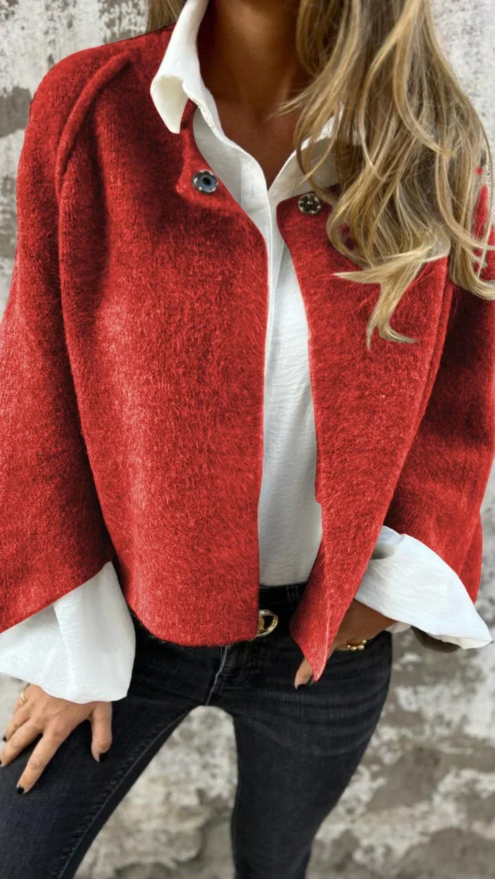 LOVIE™ - STYLISH OPEN-FRONT FAUX WOOL JACKET