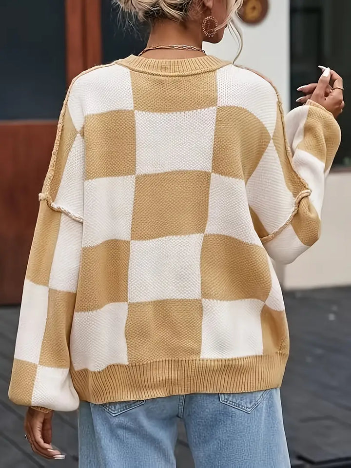 GINA™ - CLASSIC CHECKERED KNITTED SWEATER