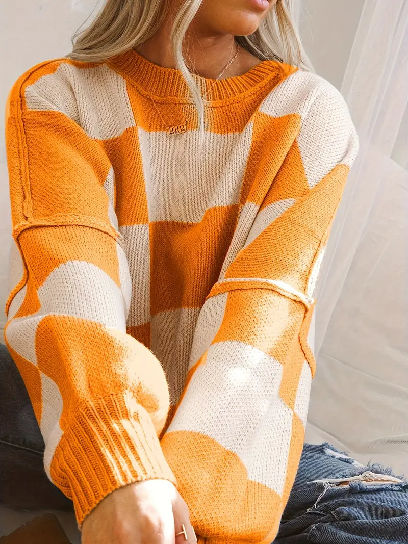 GINA™ - CLASSIC CHECKERED KNITTED SWEATER