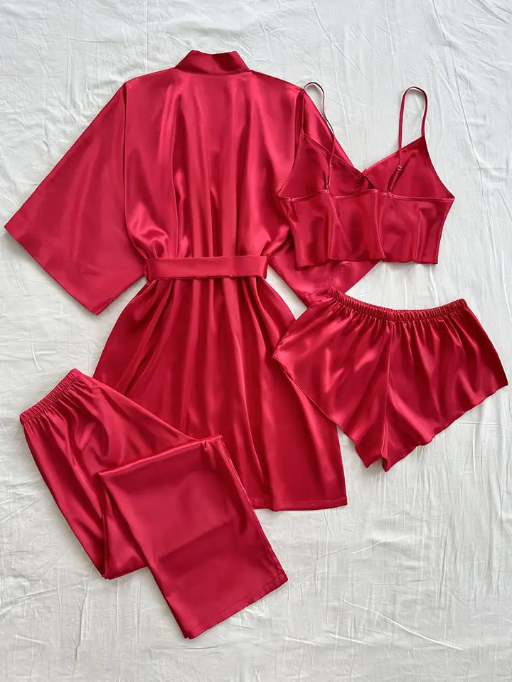 ZELDA™ - WOMEN'S 4 PIECES SATIN PAJAMA SET
