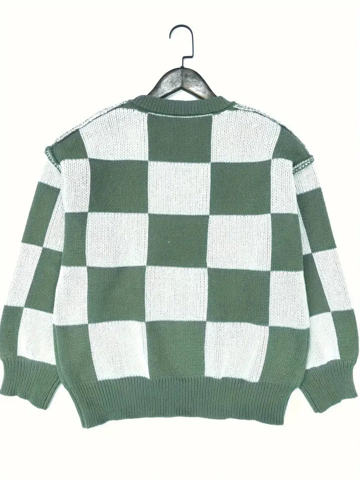 GINA™ - CLASSIC CHECKERED KNITTED SWEATER