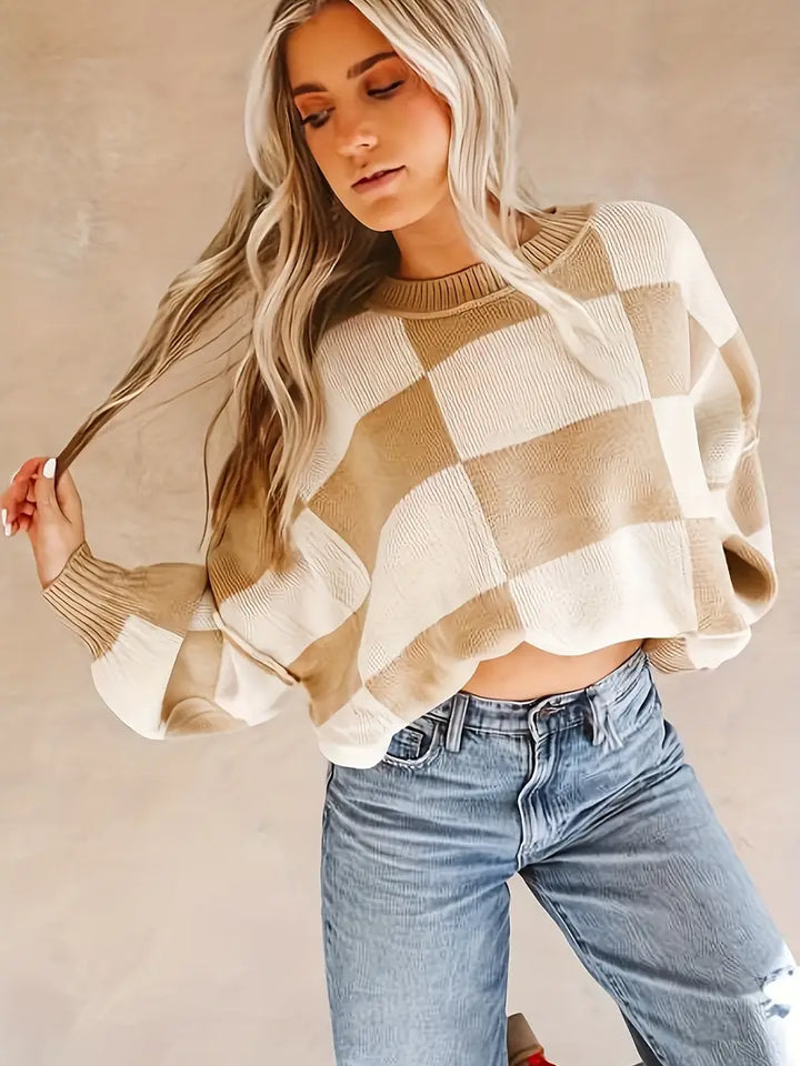 GINA™ - CLASSIC CHECKERED KNITTED SWEATER