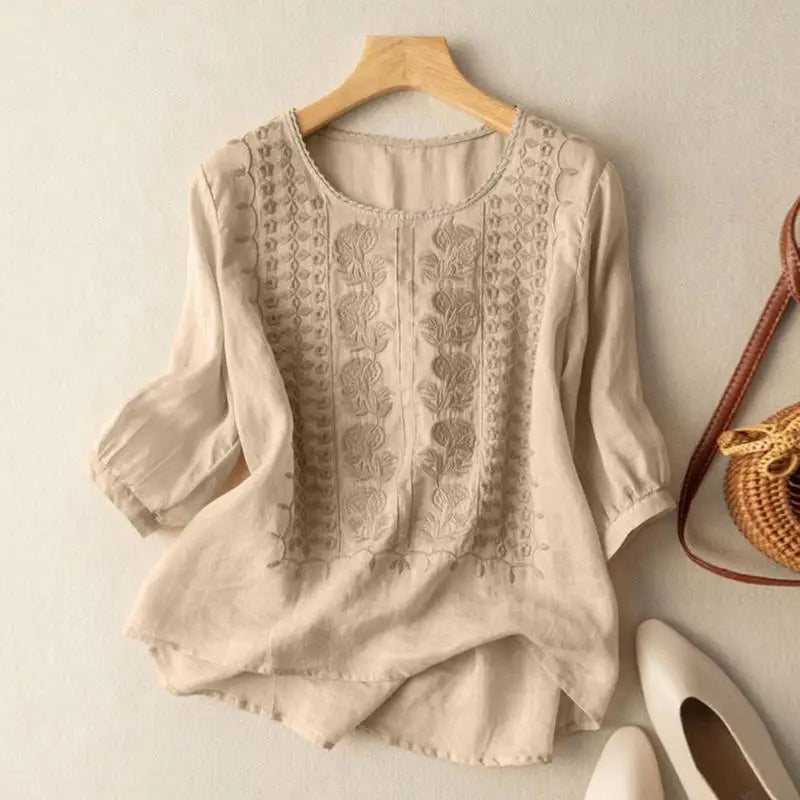 DARA™ - EMBROIDERED COTTON BOHO BLOUSE