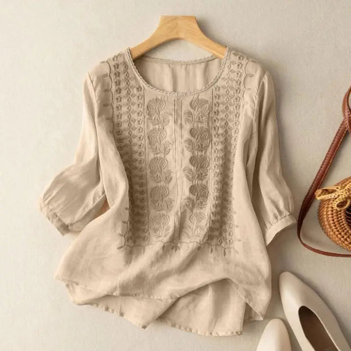 DARA™ - EMBROIDERED COTTON BOHO BLOUSE
