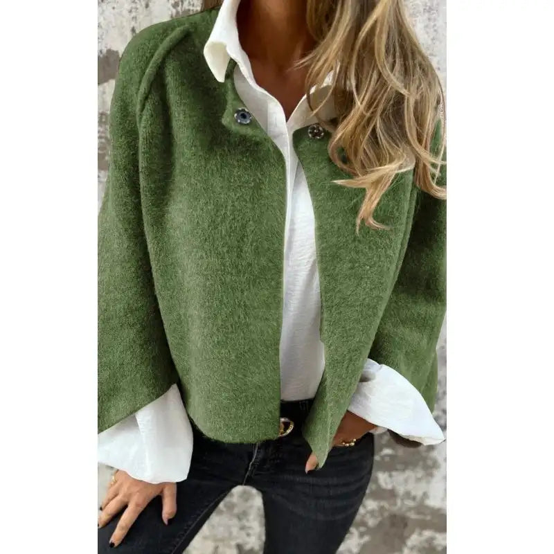LOVIE™ - STYLISH OPEN-FRONT FAUX WOOL JACKET