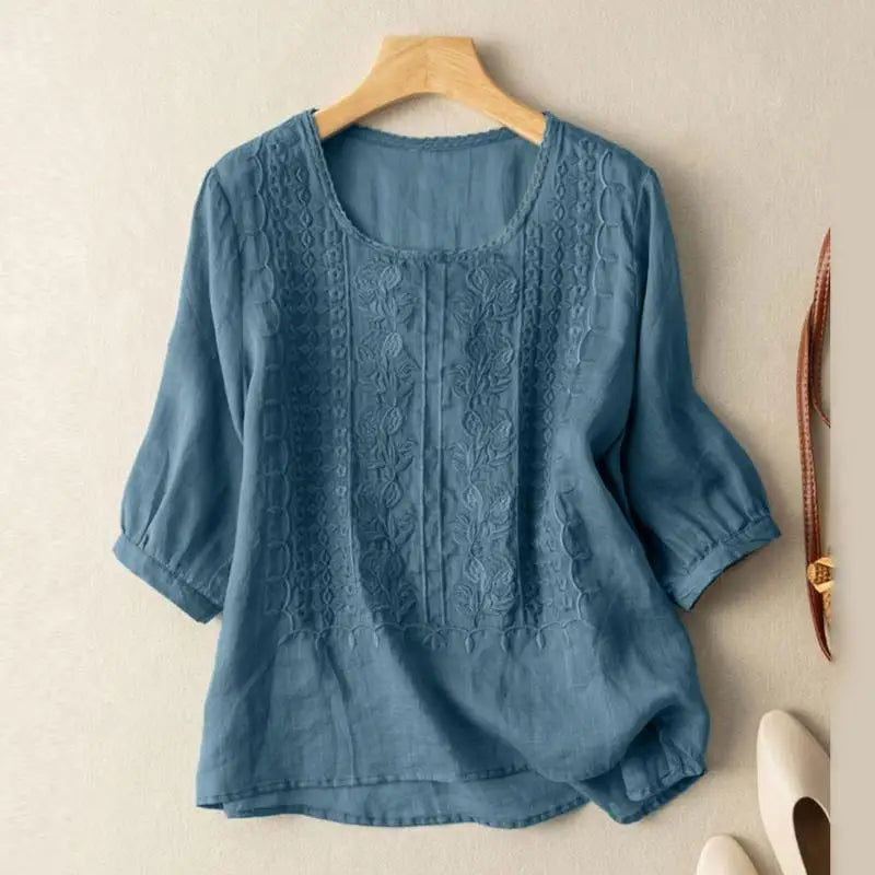 DARA™ - EMBROIDERED COTTON BOHO BLOUSE