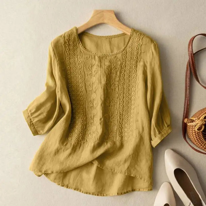 DARA™ - EMBROIDERED COTTON BOHO BLOUSE