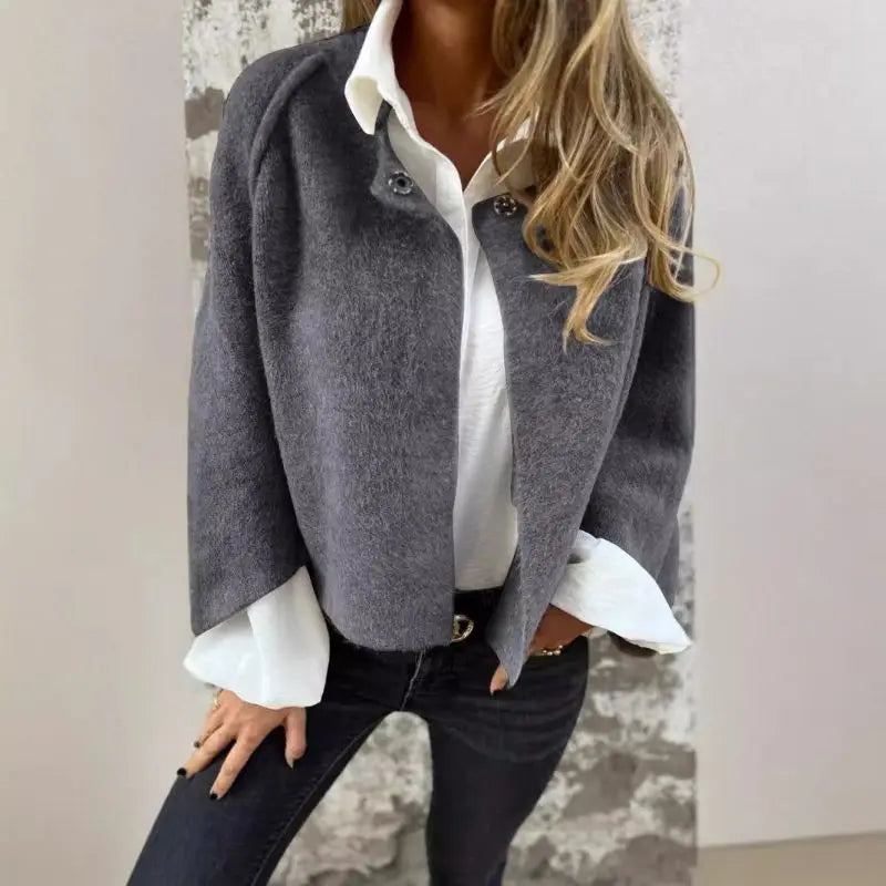 LOVIE™ - STYLISH OPEN-FRONT FAUX WOOL JACKET