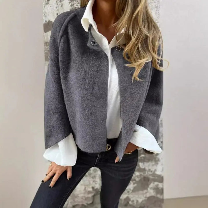 LOVIE™ - STYLISH OPEN-FRONT FAUX WOOL JACKET