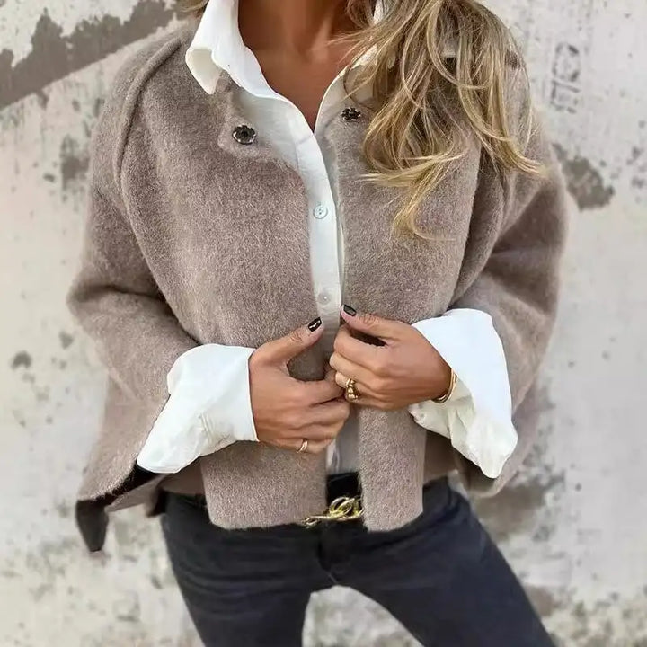 LOVIE™ - STYLISH OPEN-FRONT FAUX WOOL JACKET