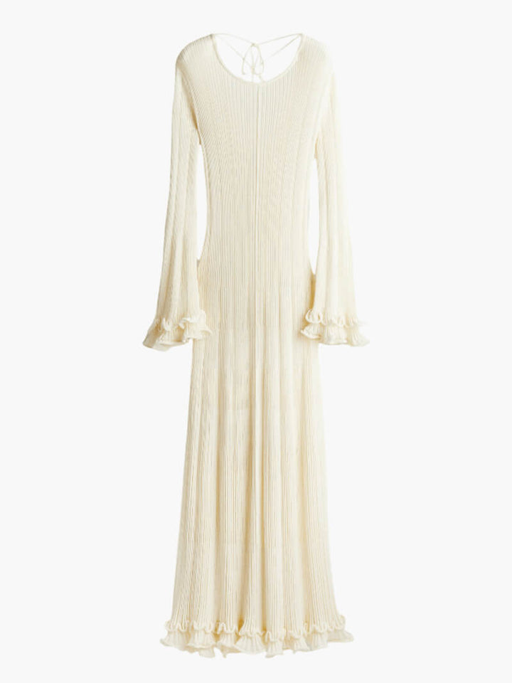 MIA™ - ROUND NECK WITH TIE LONG DRESS