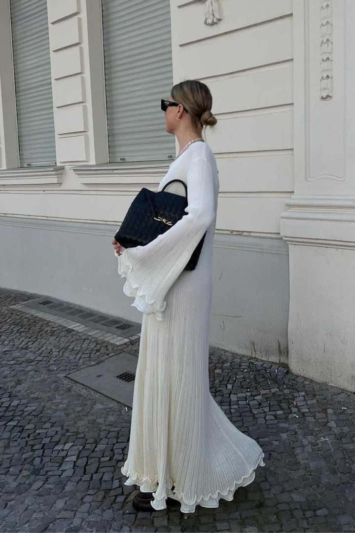 MIA™ - ROUND NECK WITH TIE LONG DRESS