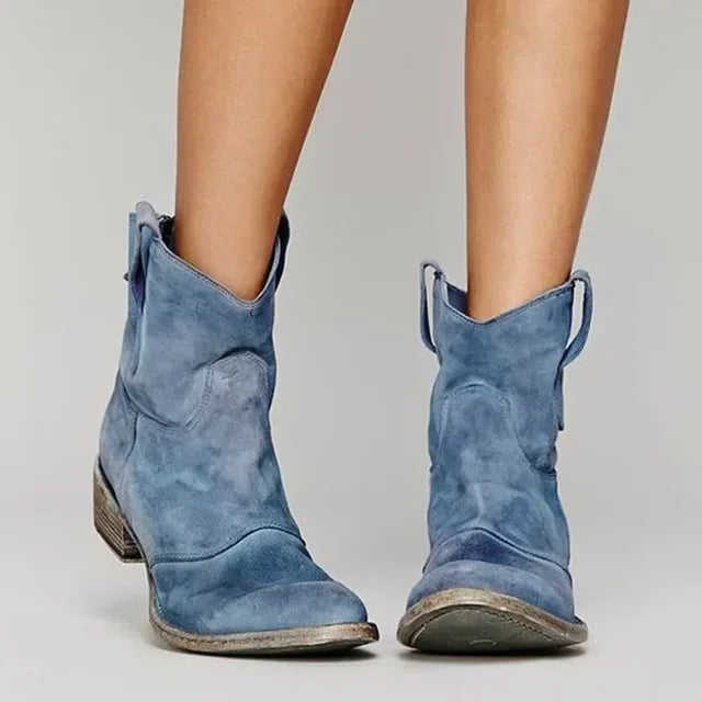 Clarisa™ – Vintage Western Ankle Cowboy Boots