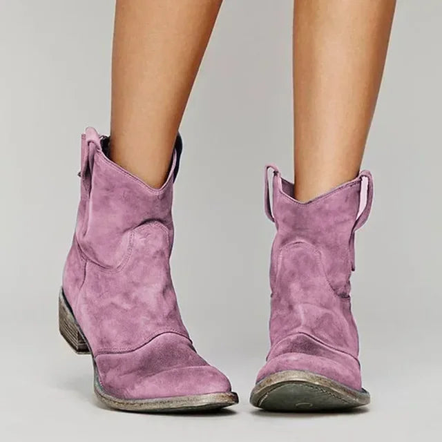 Clarisa™ – Vintage Western Ankle Cowboy Boots