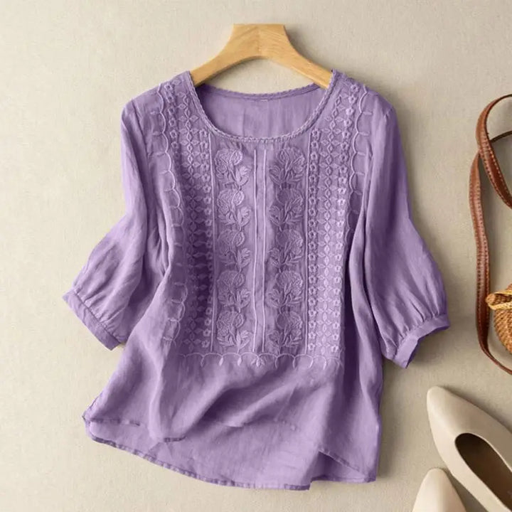 DARA™ - EMBROIDERED COTTON BOHO BLOUSE