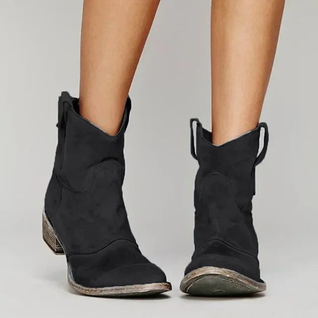 Clarisa™ – Vintage Western Ankle Cowboy Boots