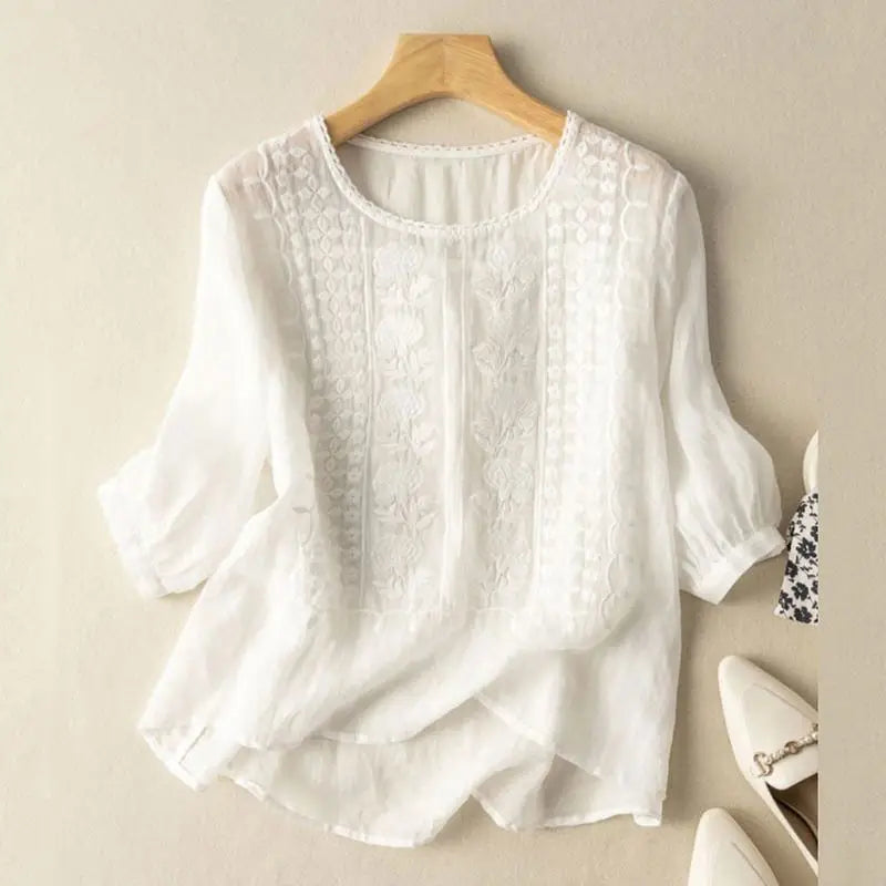 DARA™ - EMBROIDERED COTTON BOHO BLOUSE