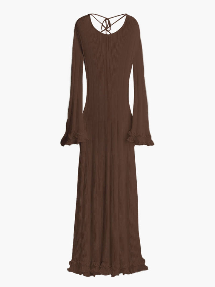 MIA™ - ROUND NECK WITH TIE LONG DRESS