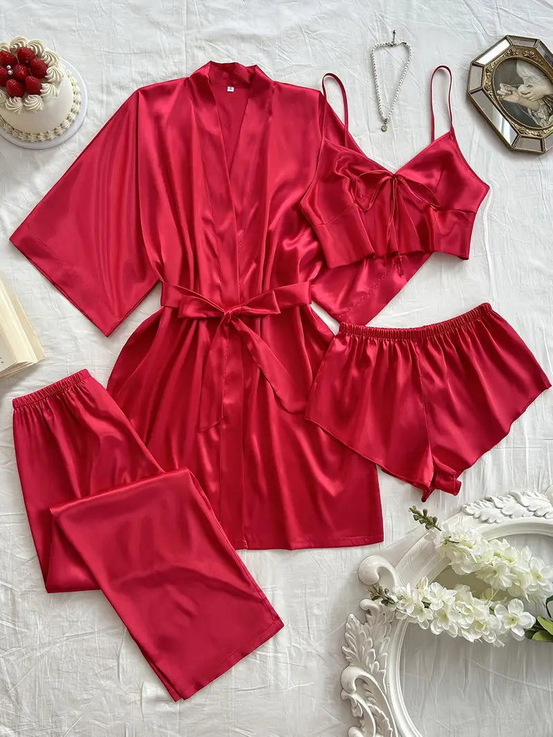 ZELDA™ - WOMEN'S 4 PIECES SATIN PAJAMA SET
