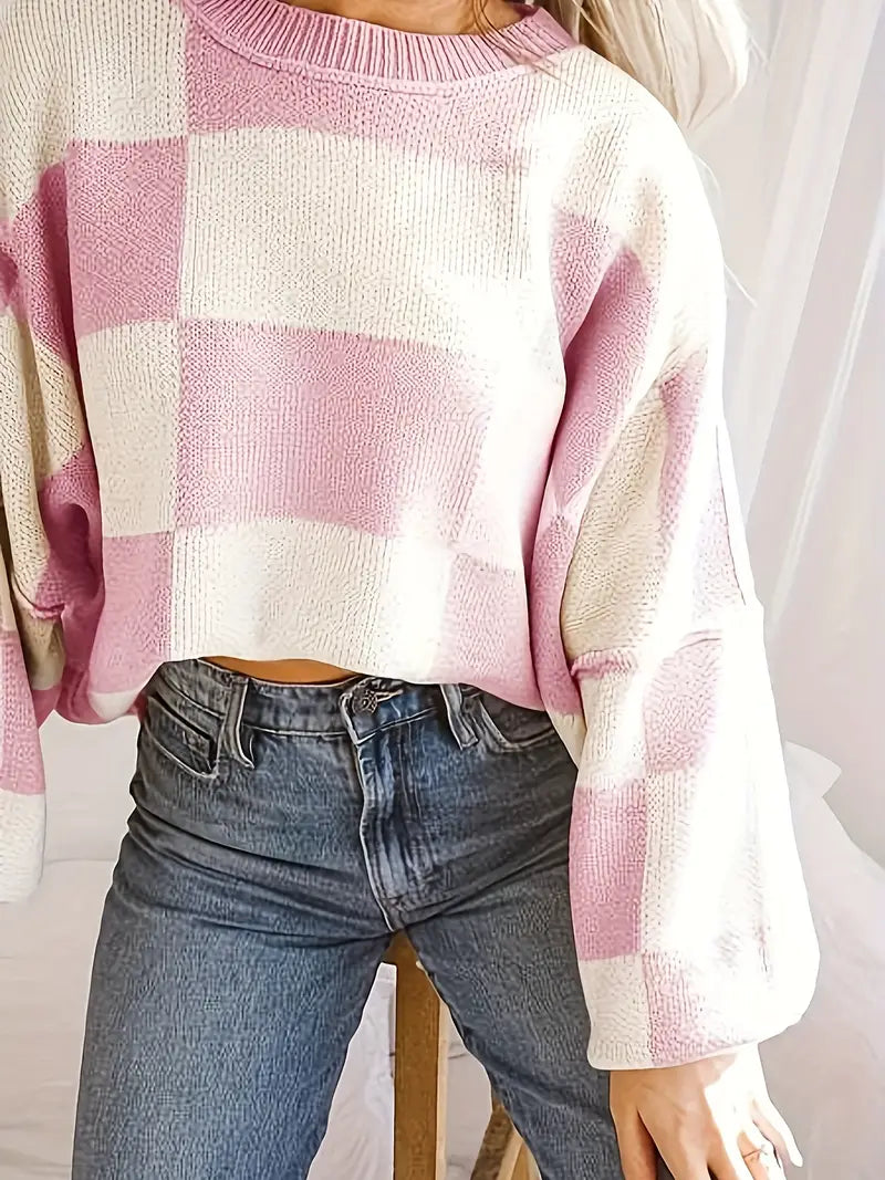 GINA™ - CLASSIC CHECKERED KNITTED SWEATER