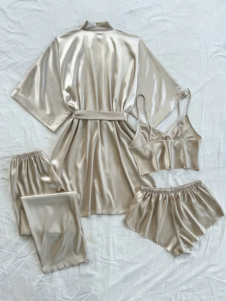 ZELDA™ - WOMEN'S 4 PIECES SATIN PAJAMA SET