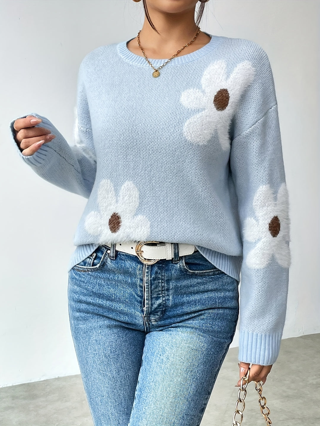 ANGELIE™ - COMFORTABLE FLORAL KNITTED SWEATER
