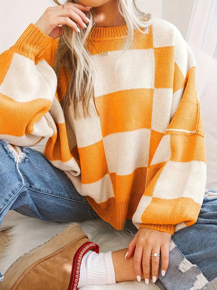 GINA™ - CLASSIC CHECKERED KNITTED SWEATER