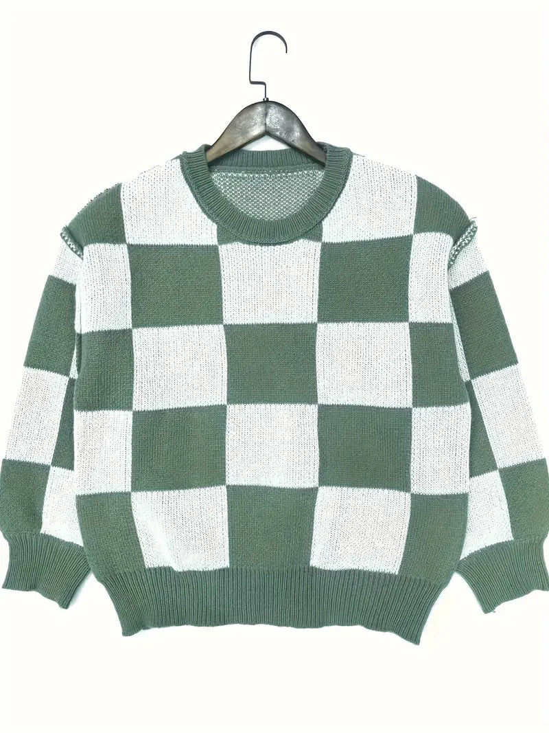 GINA™ - CLASSIC CHECKERED KNITTED SWEATER
