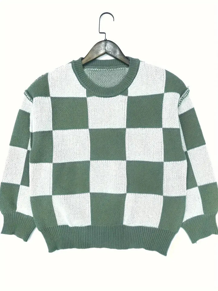 GINA™ - CLASSIC CHECKERED KNITTED SWEATER