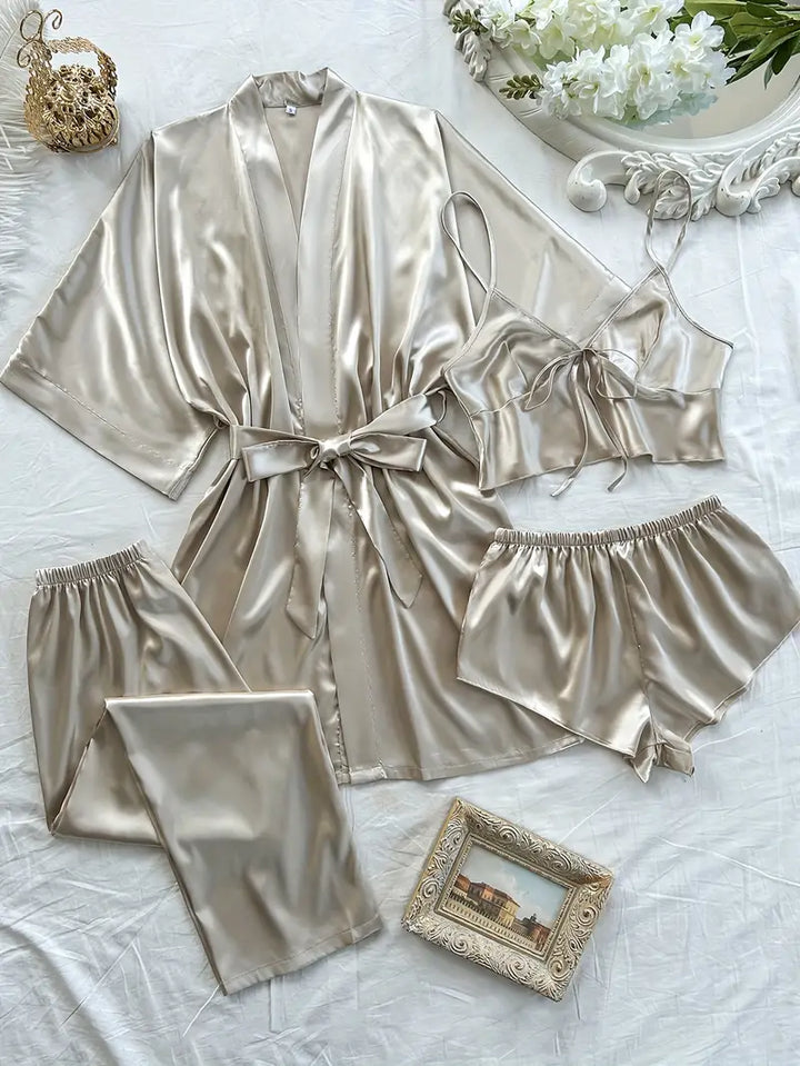 ZELDA™ - WOMEN'S 4 PIECES SATIN PAJAMA SET